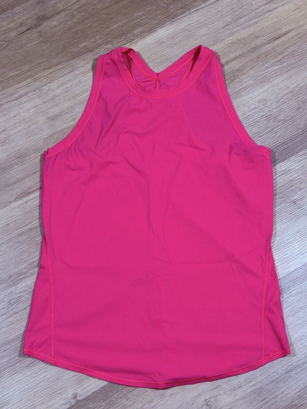 Lululemon Pink Racerback Tank Top Curved Hem Sleeveless Workout Womens Size 8